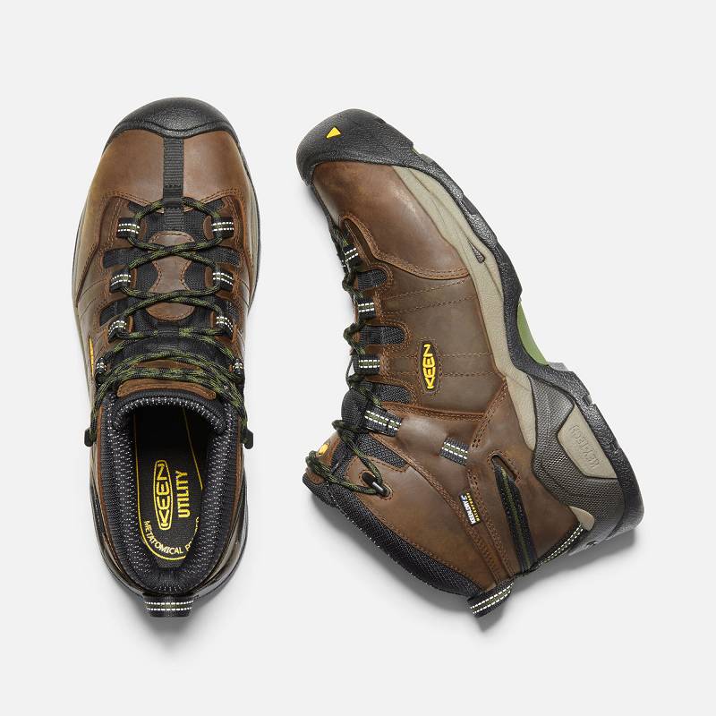 Keen Detroit XT Waterproof Steel Toe Arbeitsschuhe Herren DE-68531 Cascade Brown/Bronze Green - Keen